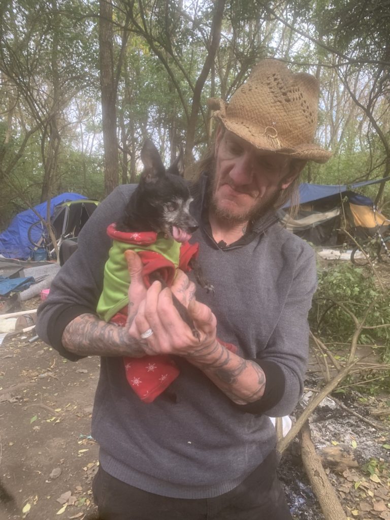 Local Homeless in Muncie Indiana living in Homeless Camp Tent City.